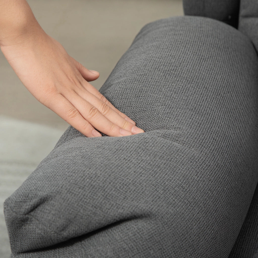 Poltrona Relax Reclinabile con Funzione Liegefunktion, Tessuto Lino, Grigio Scuro