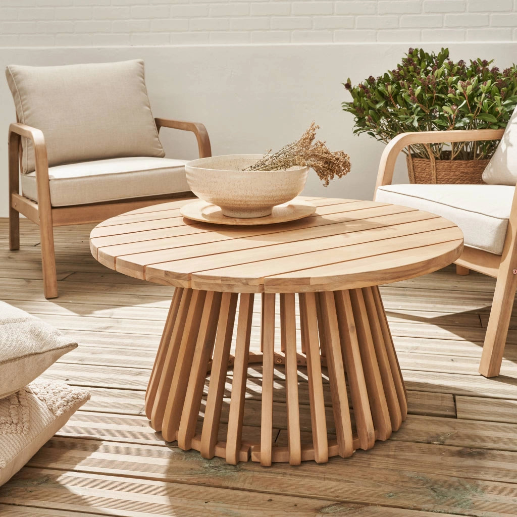 Tavolino da giardino in legno di acacia, 80cm, marrone naturale