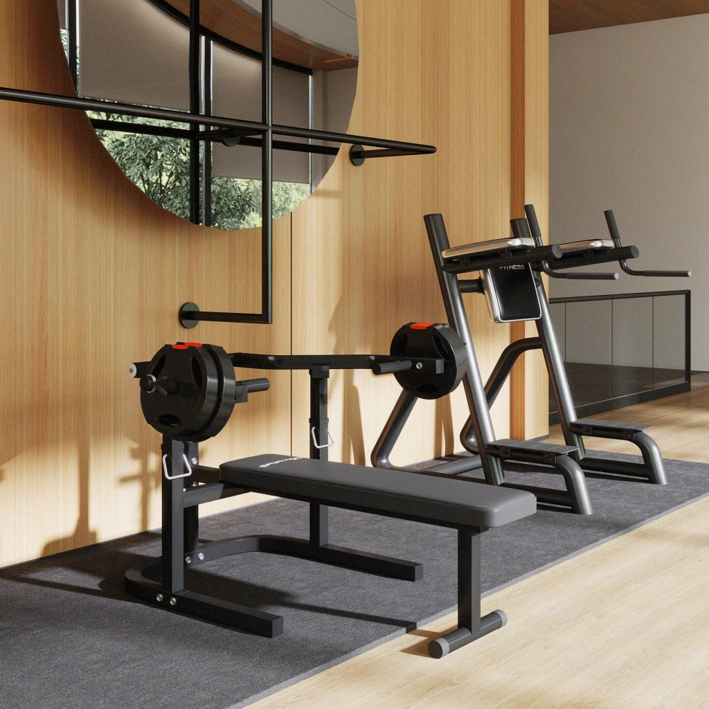 Panca per Pettorali ad Altezza Regolabile 150x150x60-85 cm in Acciaio Nero