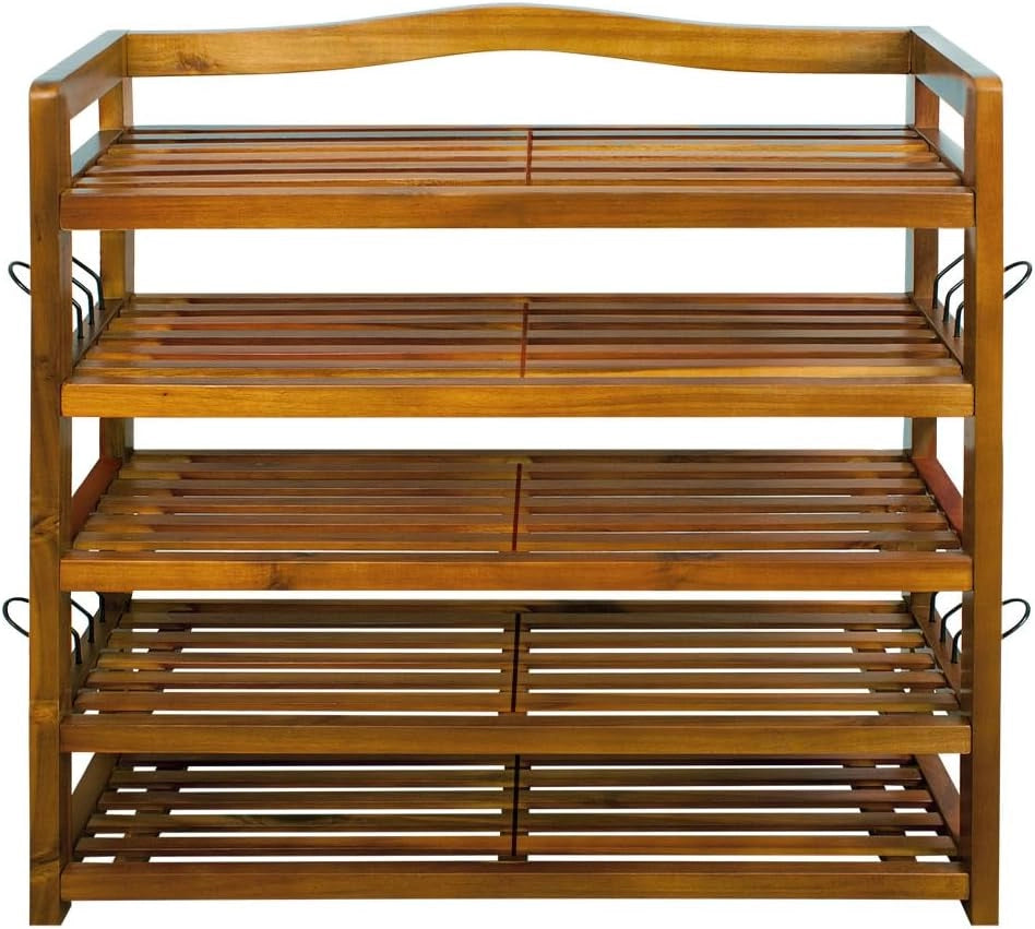 Scaffale XXL Legno Acacia massello 5 Ripiani 95 cm x 26 cm x 82 cm Porta Scarpe Scarpiera