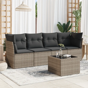 Set Divano da Giardino 5 pz con Cuscini Grigio in Polyrattan 3249079