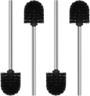 Set di spazzole per il water 7,5 cm | Set di 4 con maniglia in acciaio inossidabile | Spazzola per il water con cappuccio sostituibile (nero)