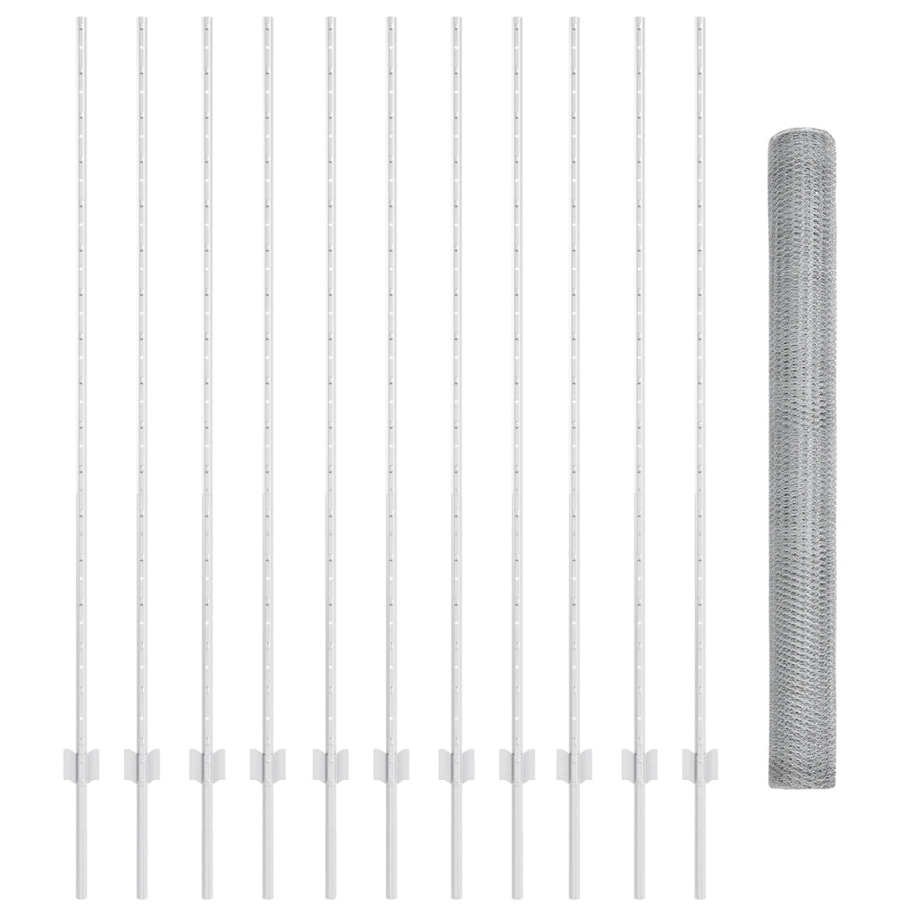 Posti Recinzione  22 pz U-Channel 160 cm Acciaio Galvanizzato