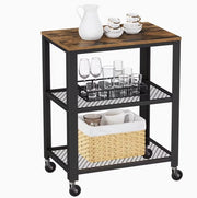 Servizio a due livelli su ruote per cucina e archiviazione con maniglia in legno colore verde dimensioni 63 × 42 × 64,5 cm