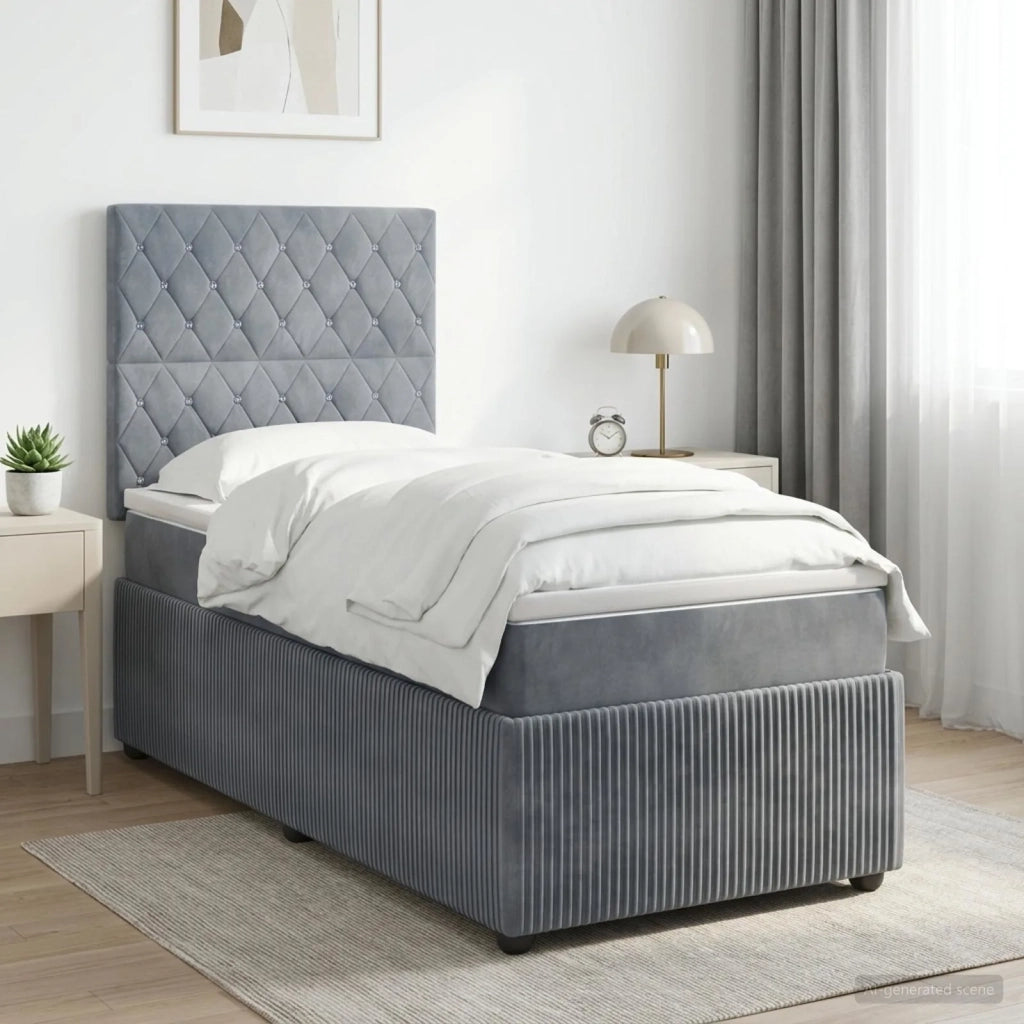 Letto box spring con materasso Grigio Scuro 100 x 200 cm 3454542