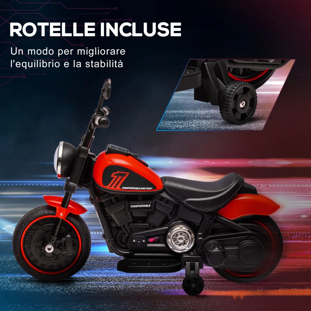 Moto Elettrica Bambini con Rotelle ¨C zephmum ¨C Rosso e Nero 76x42x57 cm