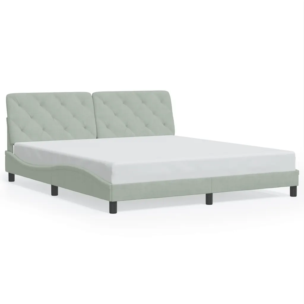 Giroletto senza Materasso Grigio Chiaro 180x200 cm Velluto