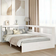 Letto Libreria senza Materasso-Struttura Letto con contenitore Bianco 90x190 cm Massello Pino 686697