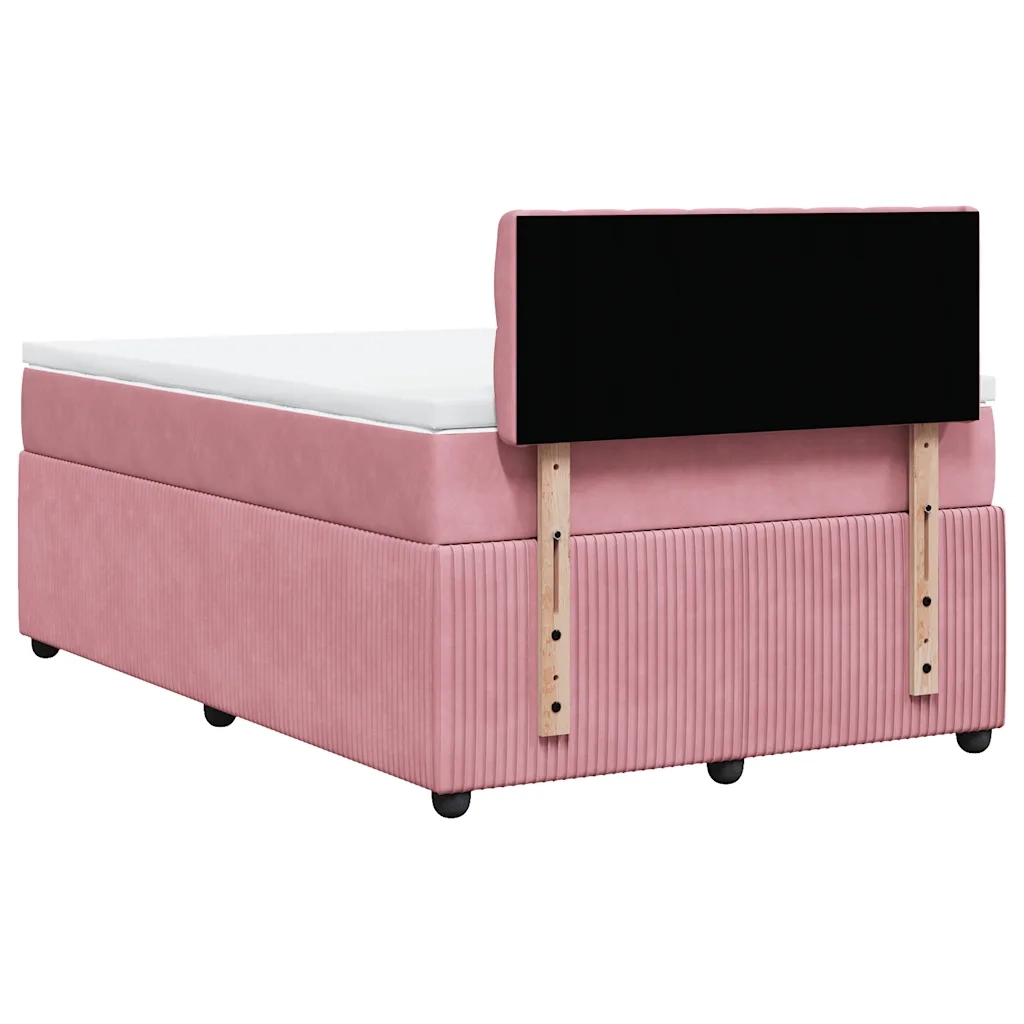 Giroletto a Molle con Materasso Rosa 120x190 cm in Velluto 3287697