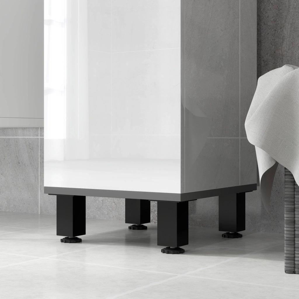 Mobile Colonna Bagno con Armadietti, Ripiani e Cassetto ¨C Zephmum ¨C Bianco 34x32x190 cm