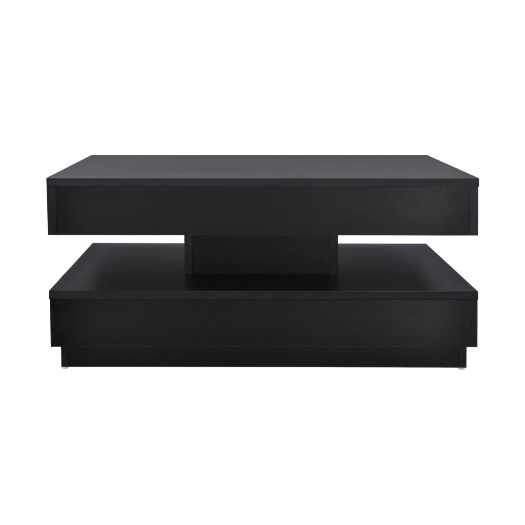 Tavolino da Caffè Florenz con Piano Girevole per Salotto Soggiorno 76 x 76 x 38 cm - Nero [en.casa]