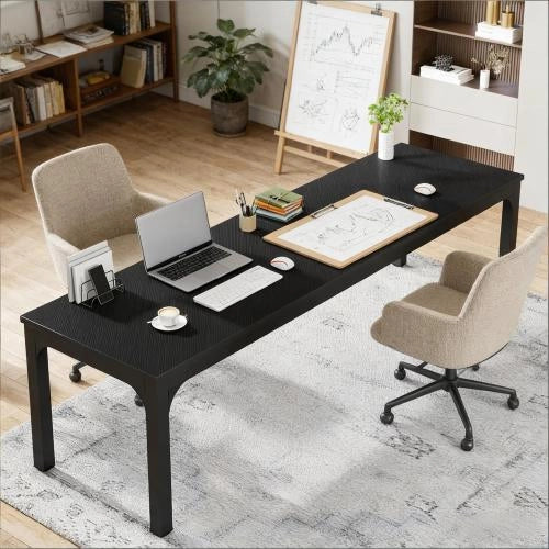 TAVOLO DA PRANZO Rettangolare 200x70x75 cm Nero Metallo e Legno