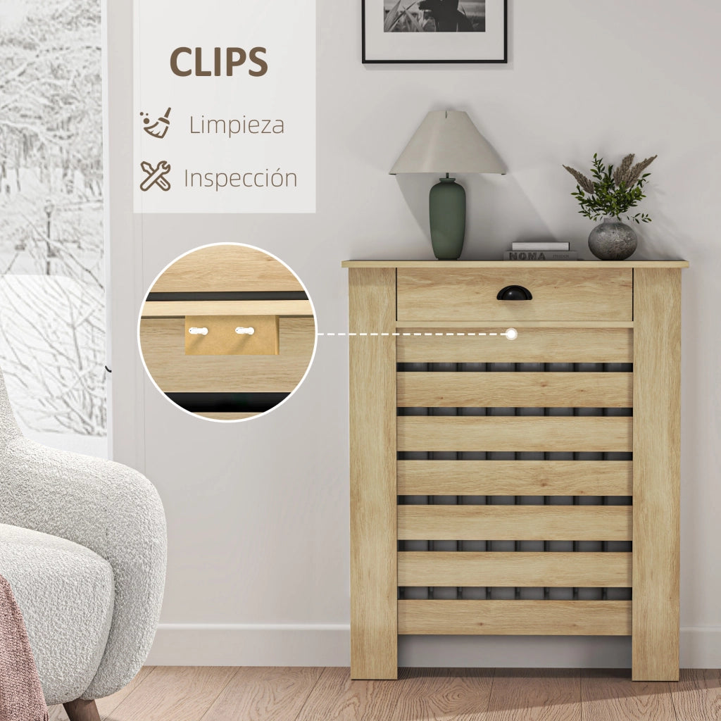 Mobiletto per termosifoni con cassetto ¨C zephmum ¨C 78x19,5x95,5 cm effetto rovere