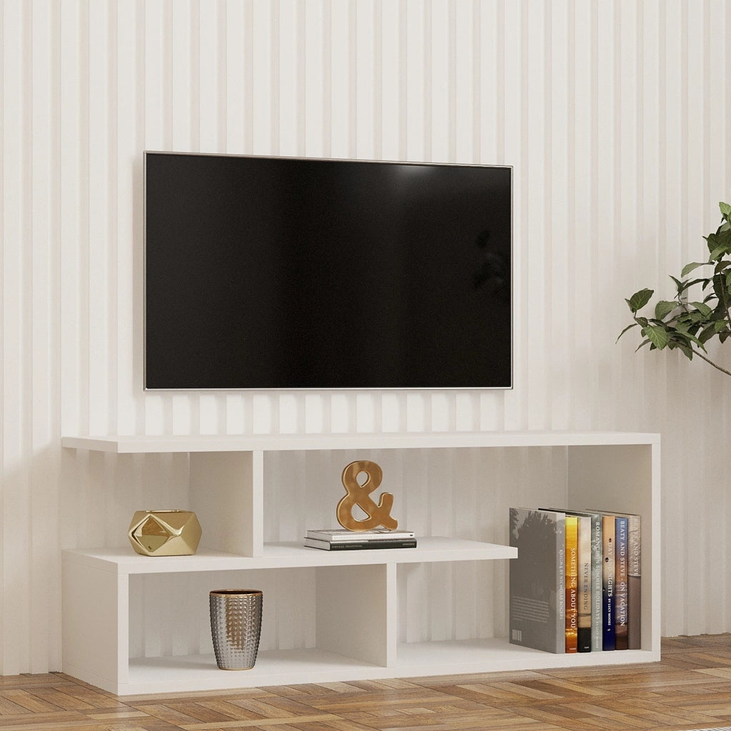 Foglizzo, Mobile Porta tv 2 Ripiani, 100x30x40h cm Bianco