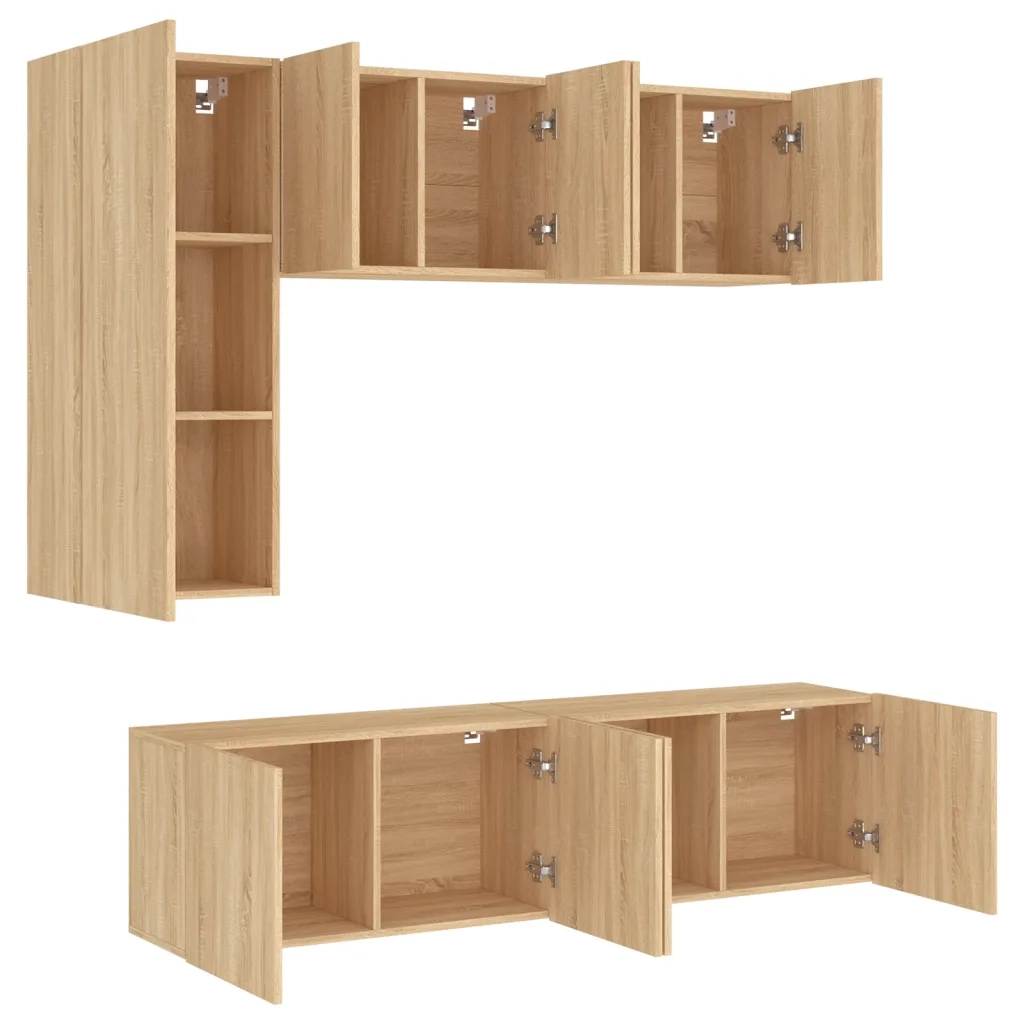 Mobili TV a Muro 5pz Rovere Sonoma in Legno Multistrato 3216466