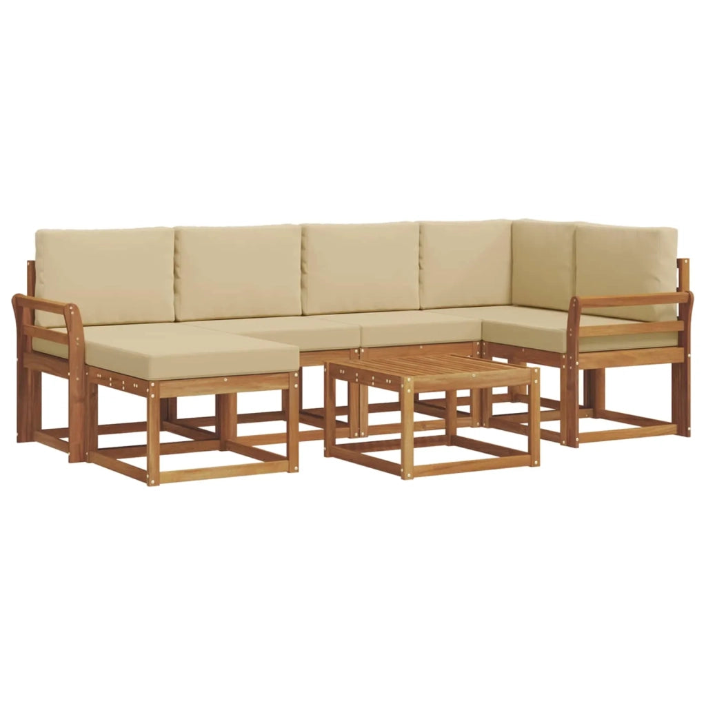 Set di divani da esterno con cuscino 7 pcs Naturale e Beige