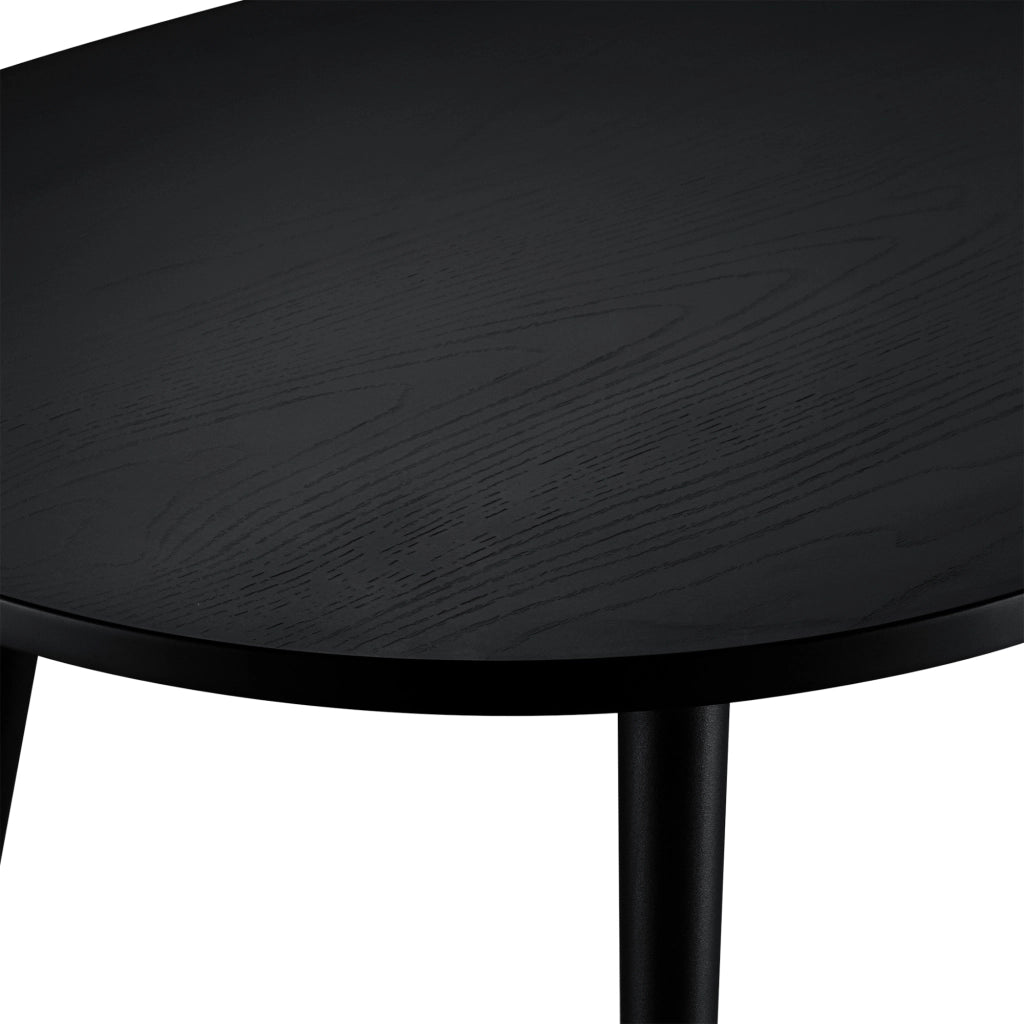 Tavolino da caffè/da Divano 47 x 120 x 60 cm Tavolo Basso da Salotto Tavolino con Piano in MDF di Forma Arrotondata e Gambe in Metallo - Nero