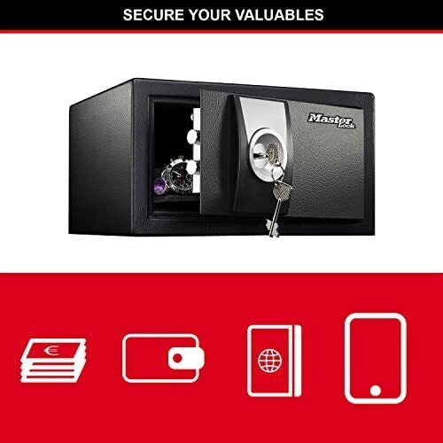 MASTER LOCK X031ML Cassetta di sicurezza portatile in Acciaio con Serratura a Chiave 2 Chiavi Incluse colore Nero