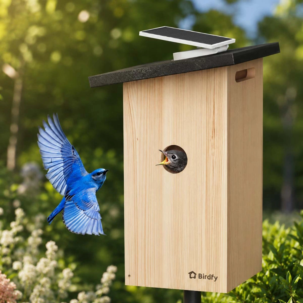 Casetta Smart per Uccelli con Telecamera IA e Pannello Solare Nero / Beige Birdfy