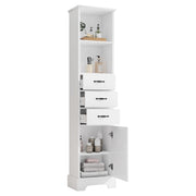 Mobile da bagno con 1 anta; 3 cassetti e ripiani regolabili - per bagno - in MDF - 38×26×172.5 cm - bianco