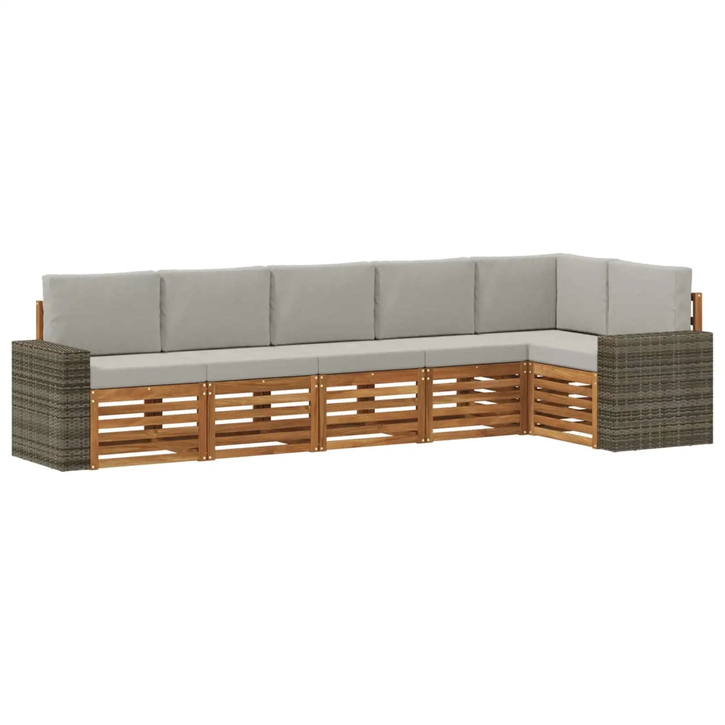 Set di divani da esterno 6 pz Naturale e Grigio Chiaro 3384427
