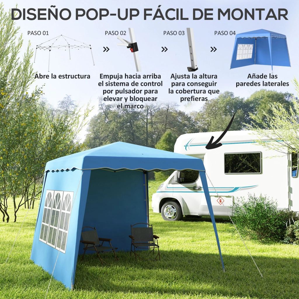 Gazebo da Giardino Pieghevole ¨C zephmum ¨C Blu 289x289x220 cm