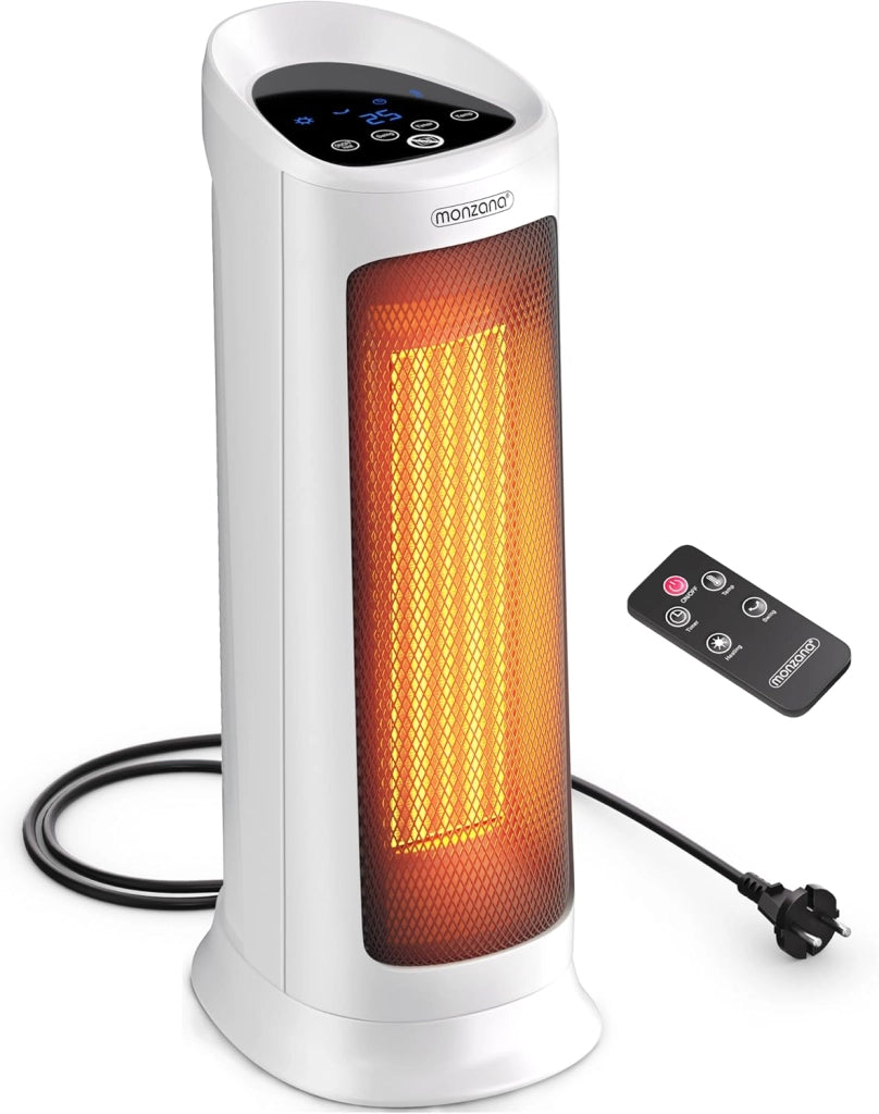Monzana Stufa 2000W 15-40° Timer Telecomando Oscillazione 120° Timer Termoventilatore Risparmio Energetico Ceramico Nero