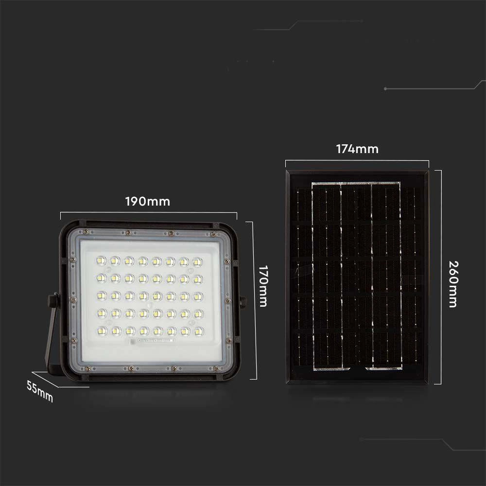 V-TAC faro LED solare 6W 4000K 400lm IP65 nero con telecomando
