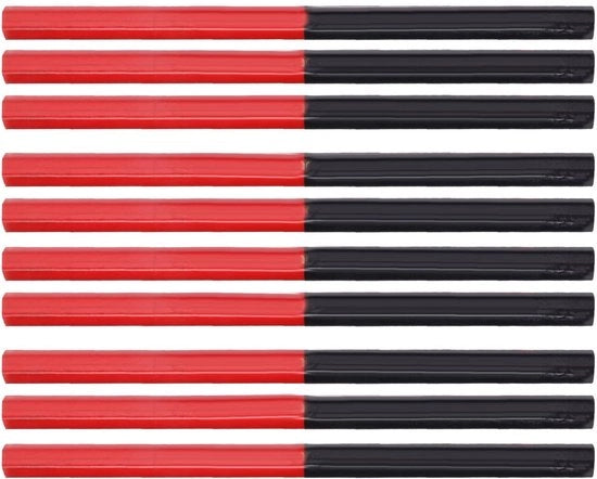 Set di matite in legno 9 pezzi - 175 mm - Rood/Blauw - Zes lobi - Legno di pino duraturo - Matita
