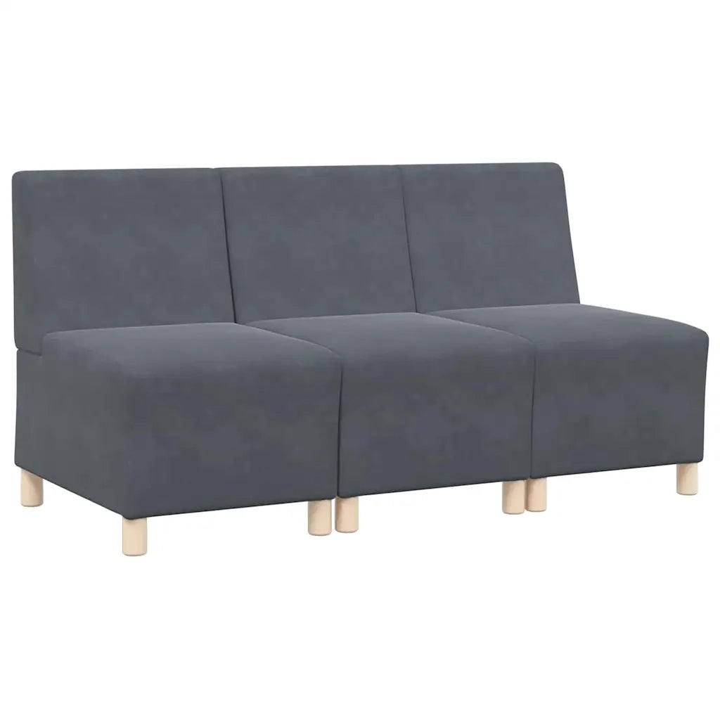 Unità di Divano Modulare Senza Braccioli 3 pcs Grigio scuro