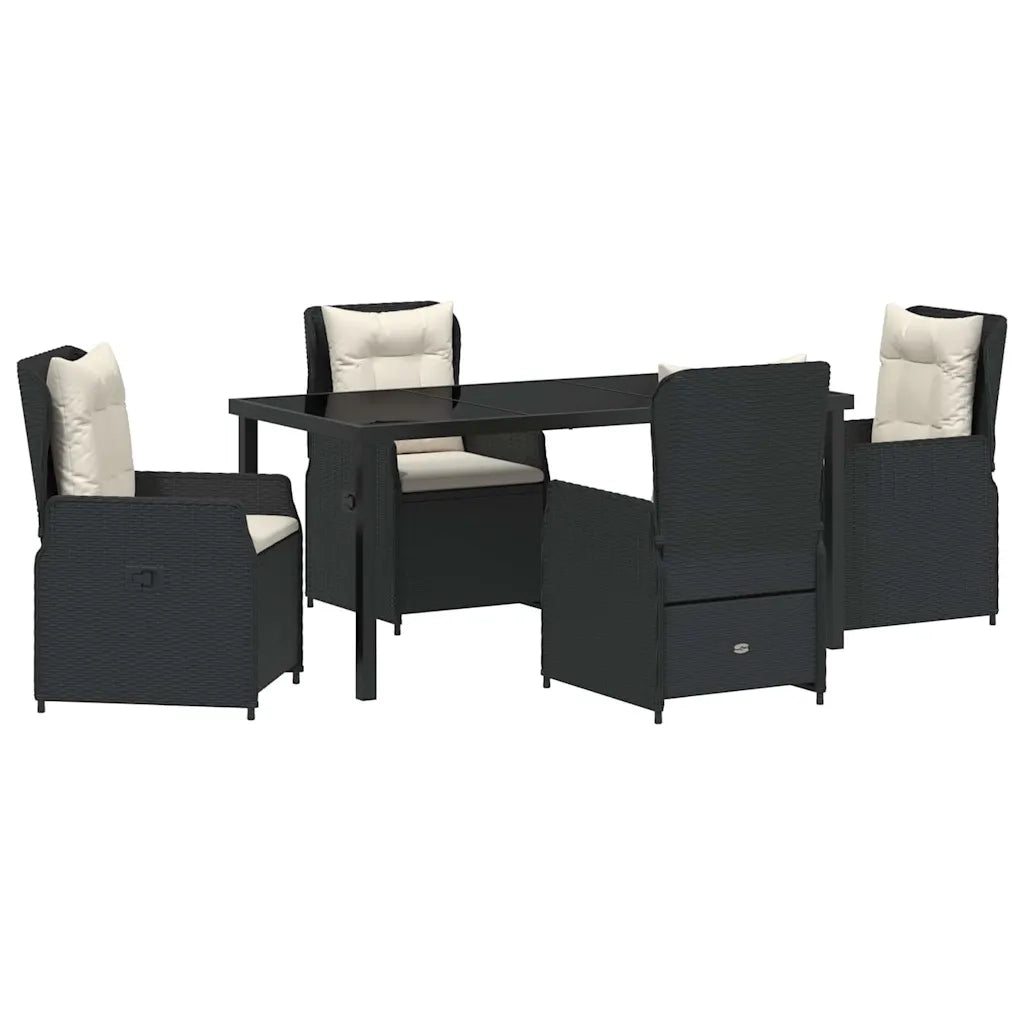 Set da Pranzo per Giardino 5 pcs Nero polyrattan 3380942