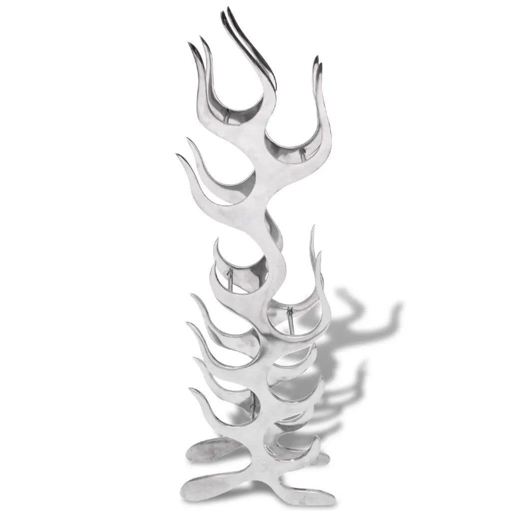 Cremagliera a Forma di Fiamma 9 Bottiglie in Alluminio Argento CFW7314977