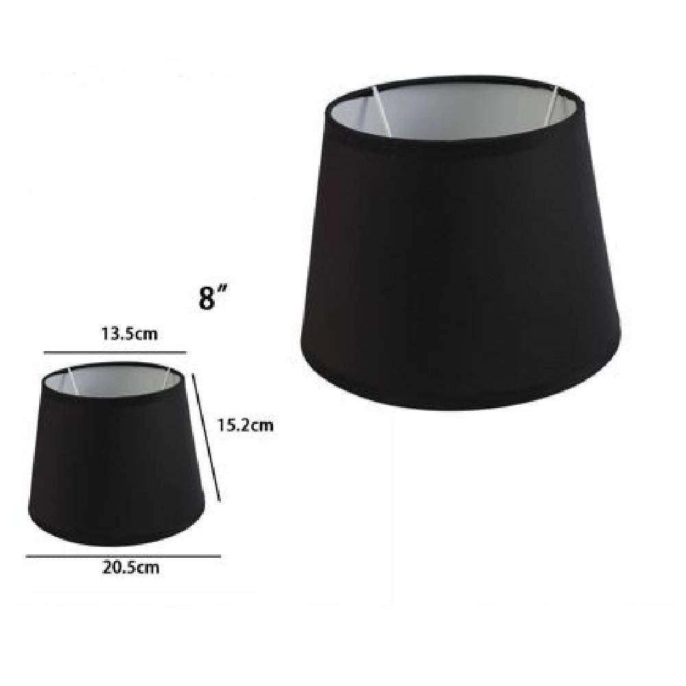 Trade Shop - Paralume Conico Cilindro Cappello Ricambio Per Lampada E Applique In Tessuto Tnt - Nero   -8"   -