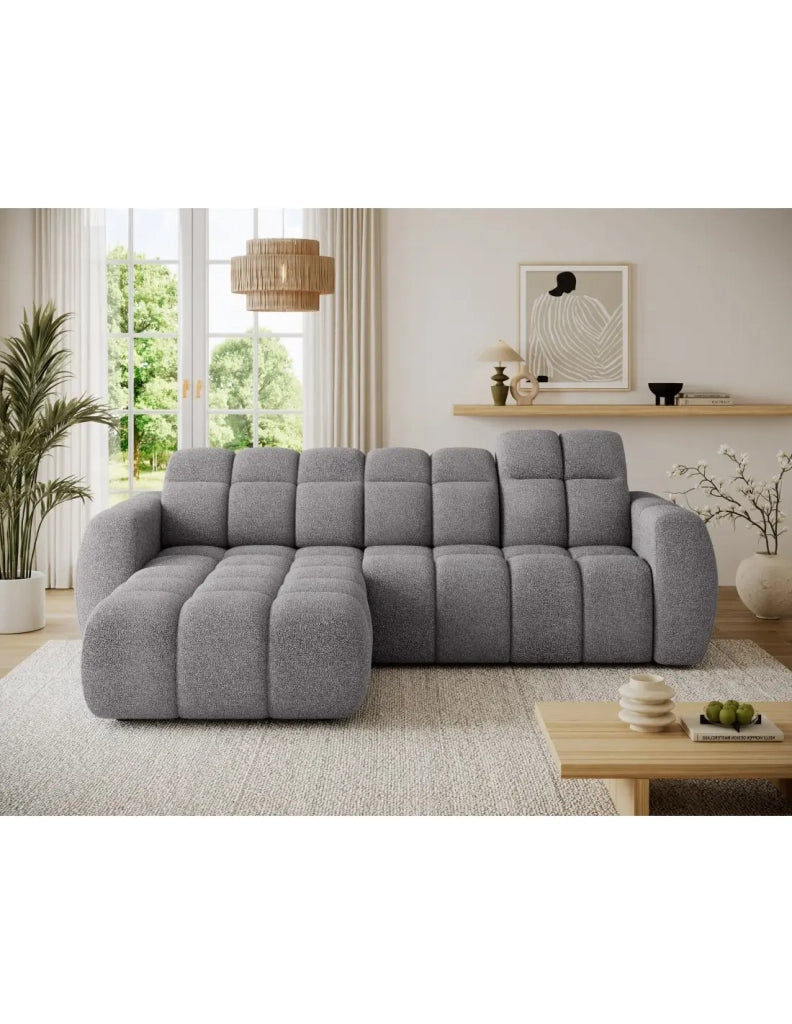 Divano angolare elettrico FANOTI 3 posti grigio melange – angolo sinistro – versione 2