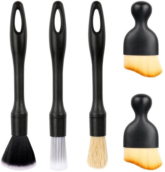 Set di Spazzole per Auto a 5 Pezzi, Spazzola per Dettaglio Auto con Setole morbide Spazzola per Auto per Pulizia Spazzola per Auto per Interiore Spazzola per Auto per Pulizia del Cruscotto, Spaccature di Scarico