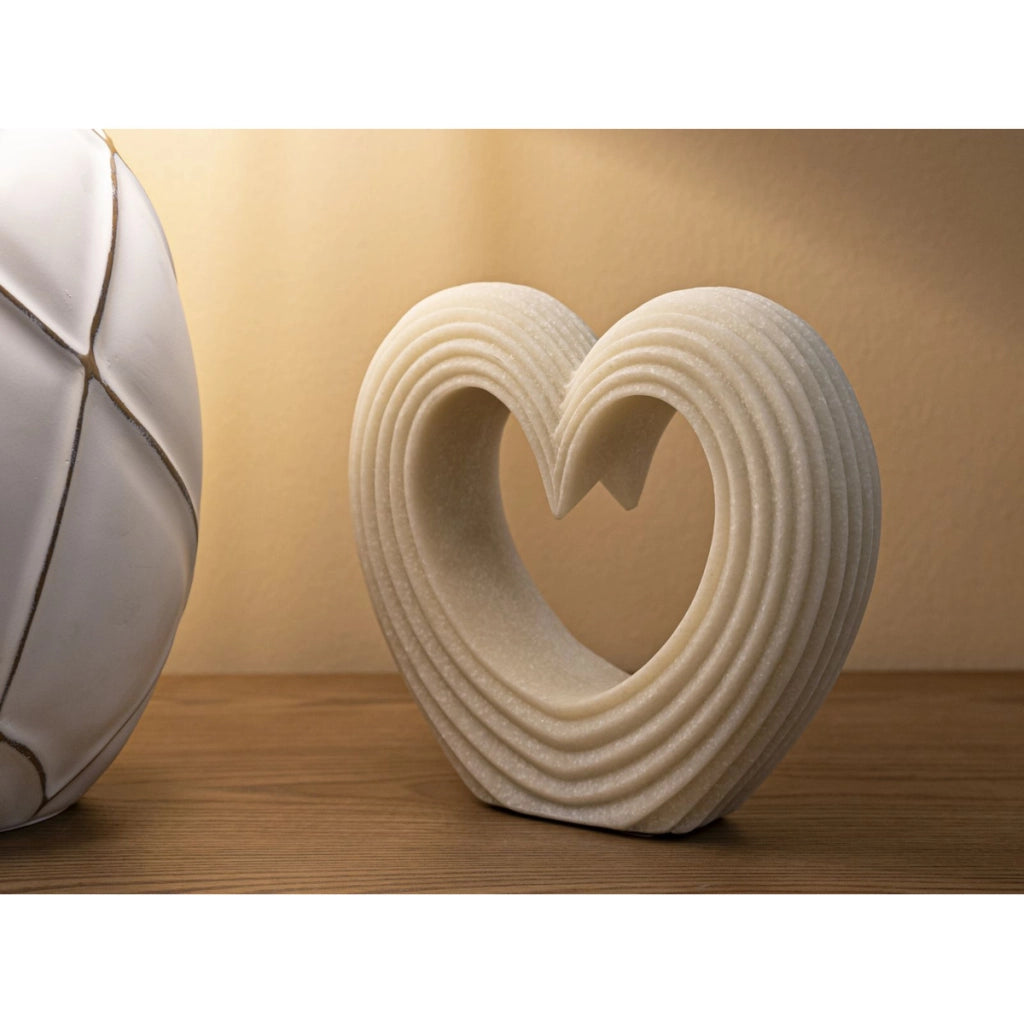 Scultura Cuore 13, Bianco, Poliresina, 21x6x19 cm