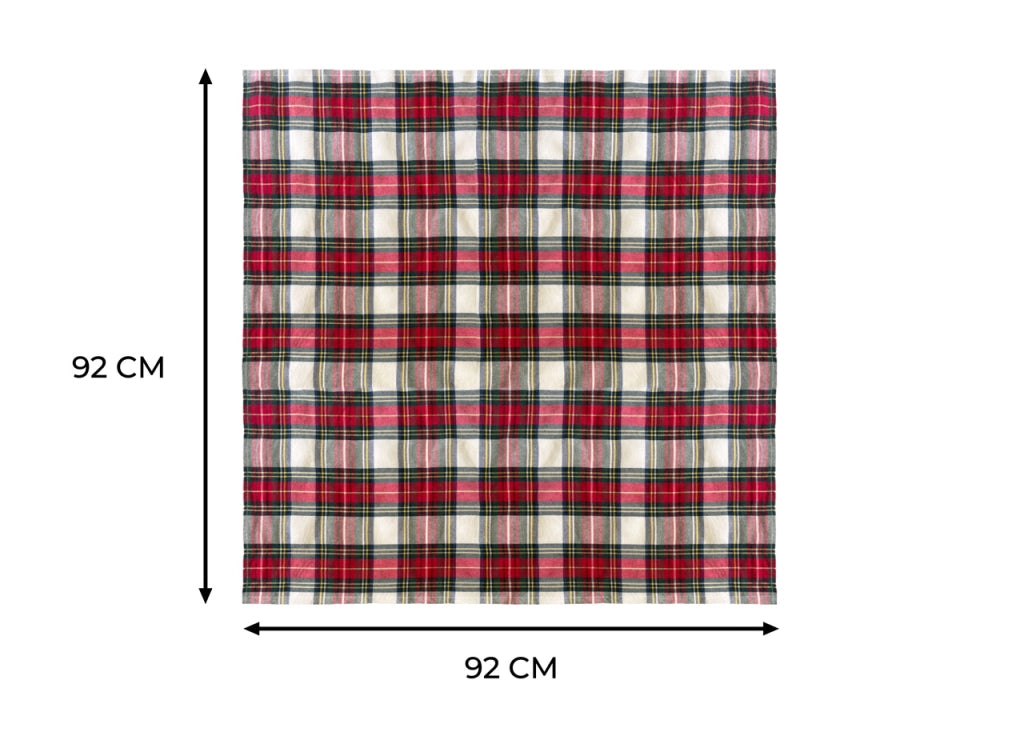 Tovaglia Cucina Soggiorno Misto Cotone Fantasia Tinto In Filo Con Lurex Mod. Natalina Scozzese - 140x450cm - Panna