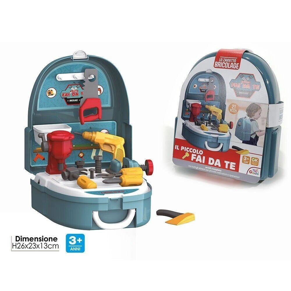 Trade Shop - Attrezzi Bricolage Con Zaino Giocattolo Per Bambini Il Piccolo Fai Da Te Gioco -