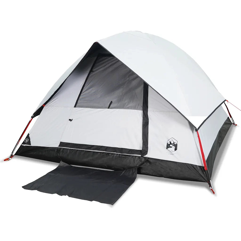 Tenda Campeggio a Cupola 2 Persone-Tenda per Escursionismo Bianca Tessuto Impermeabile 775899