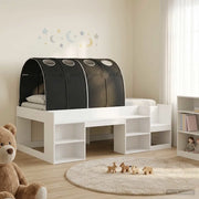 Letto con Tunnel 4 pcs Bianco e Nero Legno ingegnerizzato 3423586
