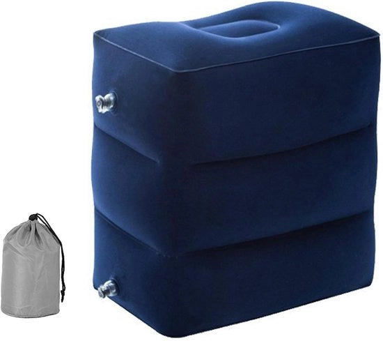Schiene Regolabile Cuscino Inflabile per Piedi per Viaggi - Blu, Adatto per Ufficio, Casa e Qualsiasi Viaggio