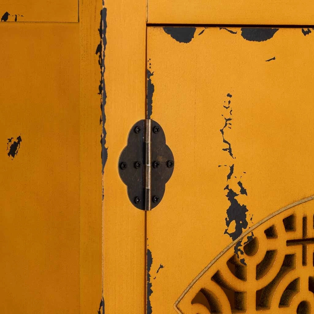Armario de madera envejecido amarillo 96x40x150h cm