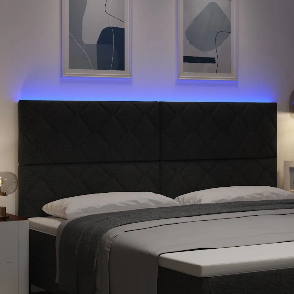 Testiera LED Nero 200 cm Tessuto 3338555