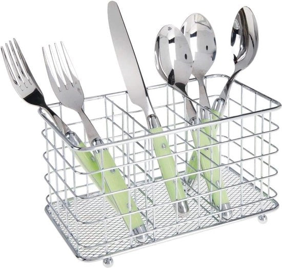 Organizzatore per utensili e accessori da cucina - decorativo - metallo - 3 scomparti - cromato