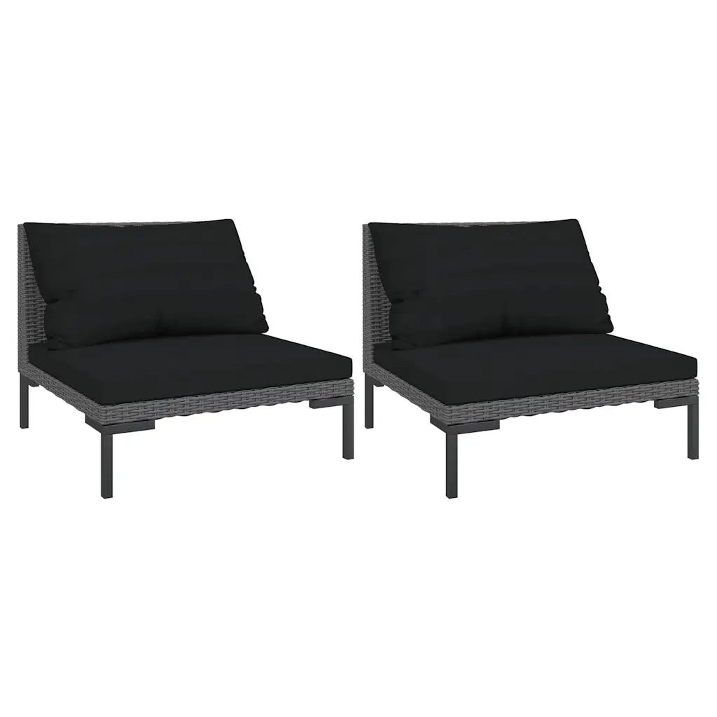 Divano da esterno-Divani da Giardino 2pz con Cuscini in Polyrattan Mezzo Tondo 484620