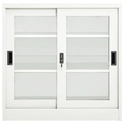 Armadio con Ante Scorrevoli Bianco 90x40x90 cm in Acciaio 335954