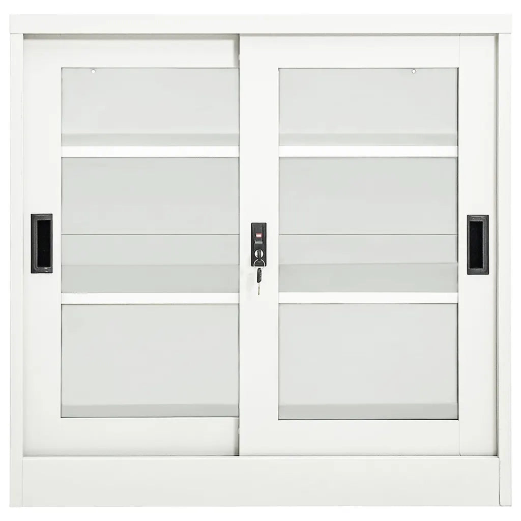 Armadio con Ante Scorrevoli Bianco 90x40x90 cm in Acciaio 335954