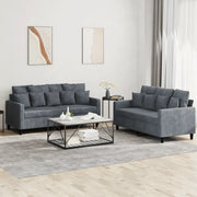 Set di Divani 2 pz con Cuscini Grigio Scuro in Velluto 3201701