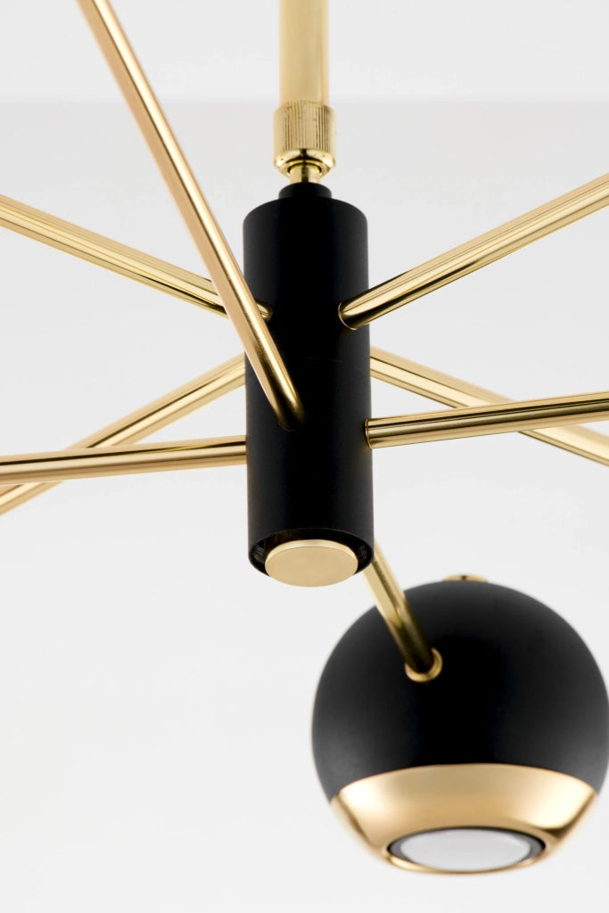 Lampadario moderno oro/nero vetro 8 luci Jupiter MOKA