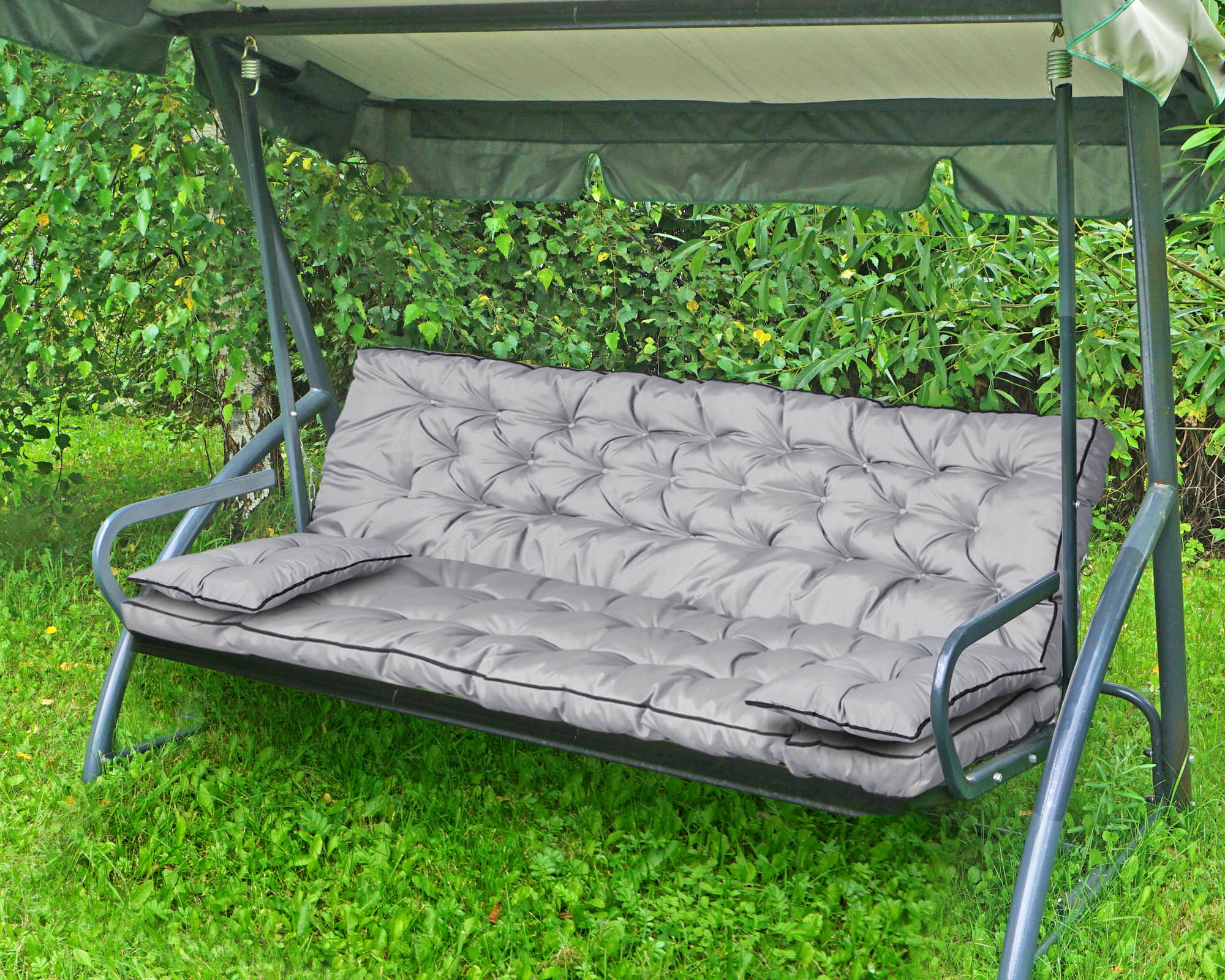 AIO FACTORY 180x60x50 cm Set da giardino impermeabile con cuscino grigio